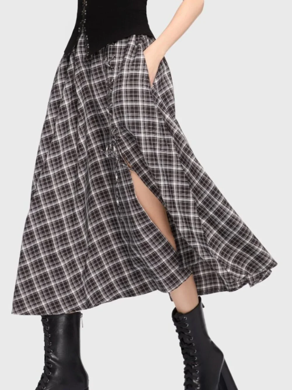 Chapel Blessing Plaid Midi Skirt
